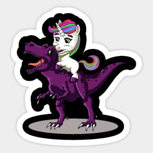 Unicorn riding Dinosaur TShirt I TRex gift Sticker